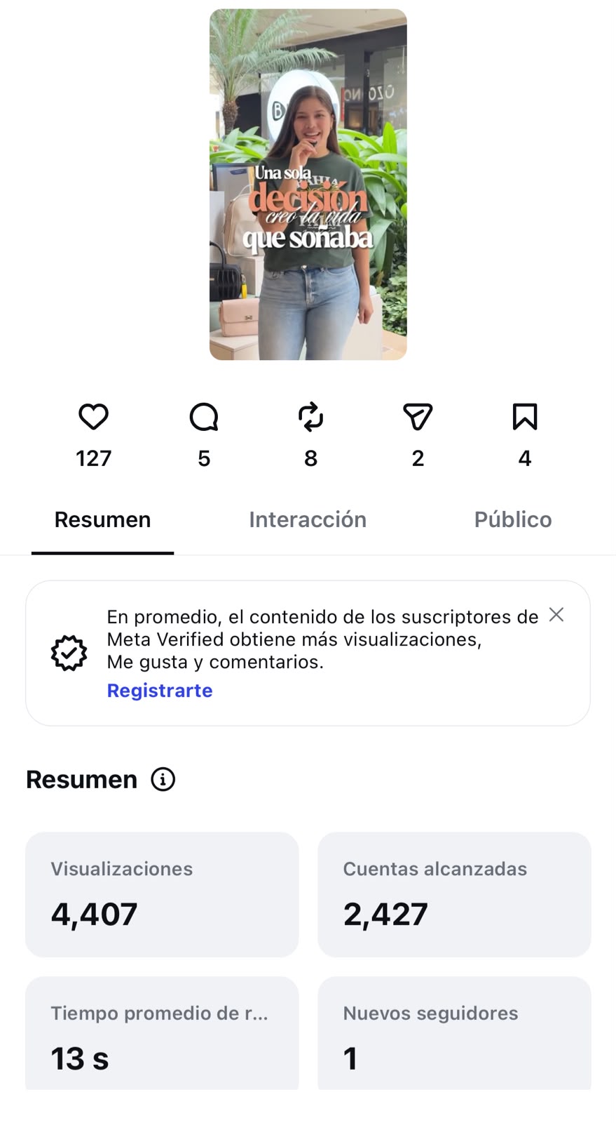 Métricas y resultados del video 3 de Montina